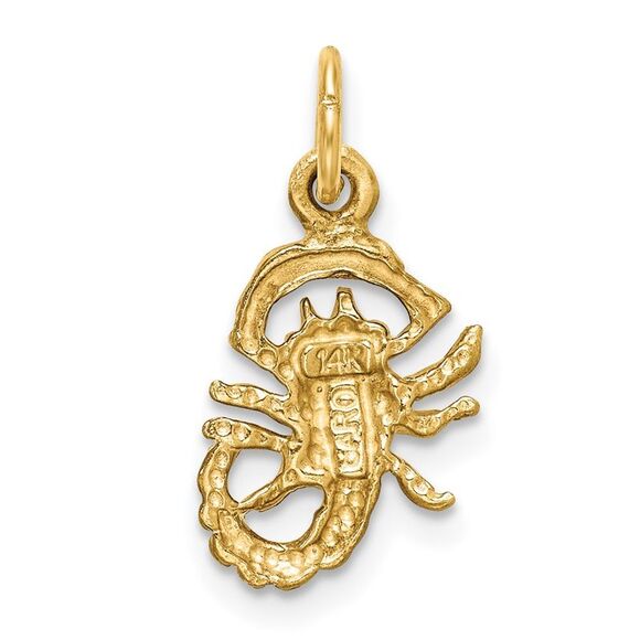 14k Yellow Gold Scorpio the Scorpion Zodiac Satin & Diamond Cut Charm - Picture 3 of 5